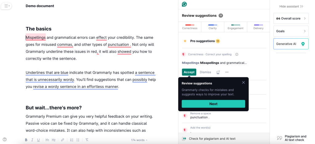 Grammarly AI document