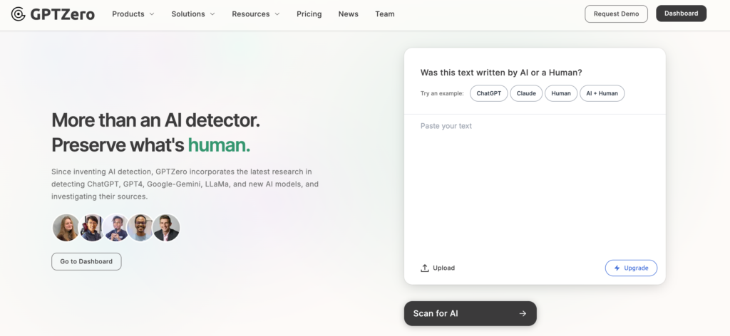 GPTZero AI detector