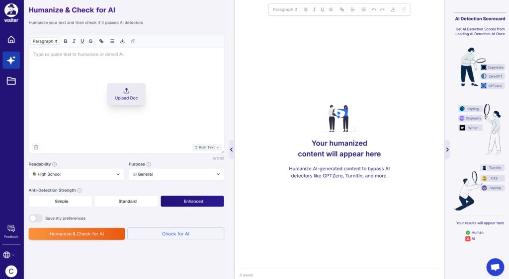 Walter AI Humanizer Tool