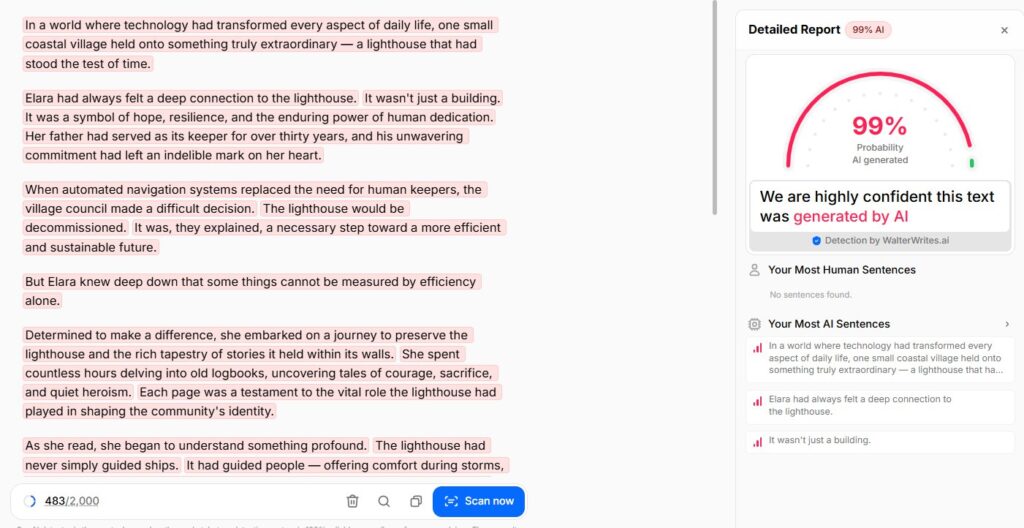Walter Results: AI Creative Writing