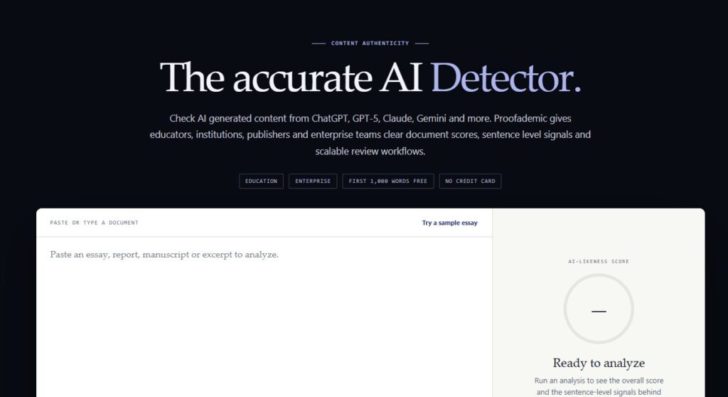 2. Proofademic: Best AI Detector for Teachers and Academic Work