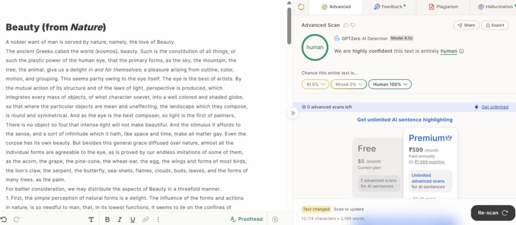 GPTZero Results: Human Academic Essay