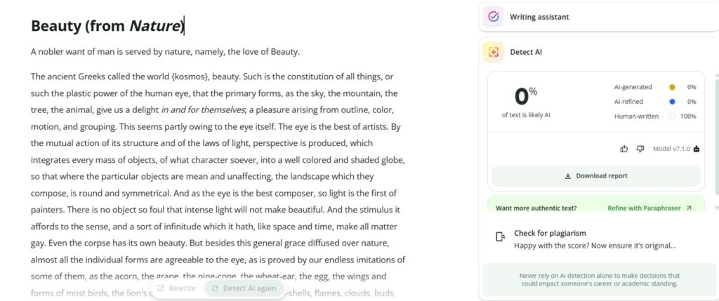 QuillBot Results: Human Academic Essay