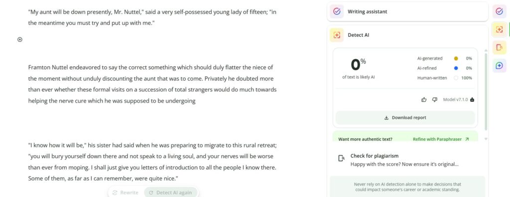 QuillBot Results: Human Creative Writing