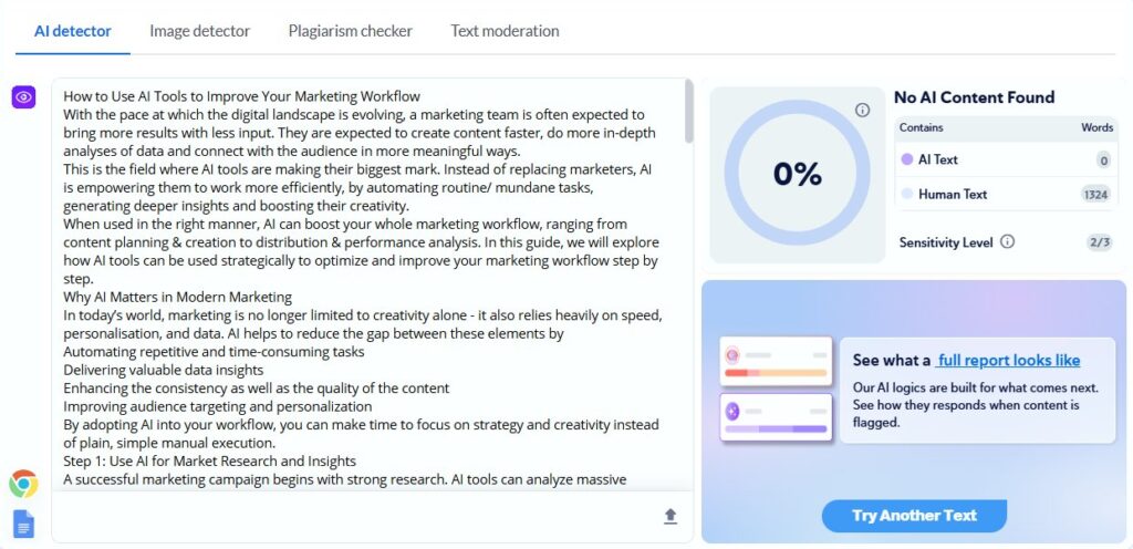 Copyleaks Results: Mixed Essay (AI Article → Human Paraphrased)
