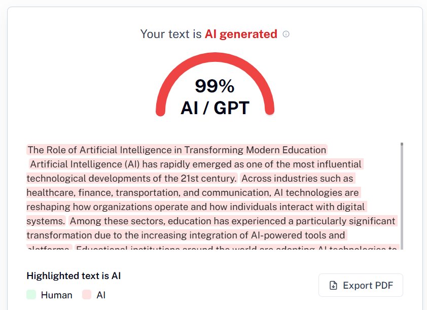 Undetectable.ai Results: AI Academic Essay