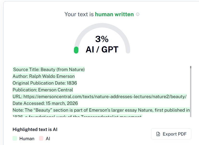 Undetectable.ai Results: Human Academic Essay