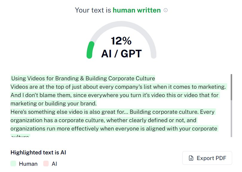 Undetectable.ai Results: Human Social Media Post