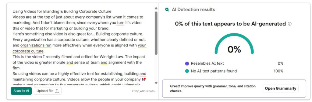 Grammarly Results: Human Social Media Post