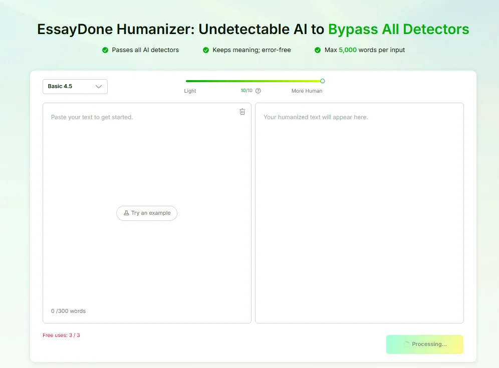 EssayDone AI humanizer interface
