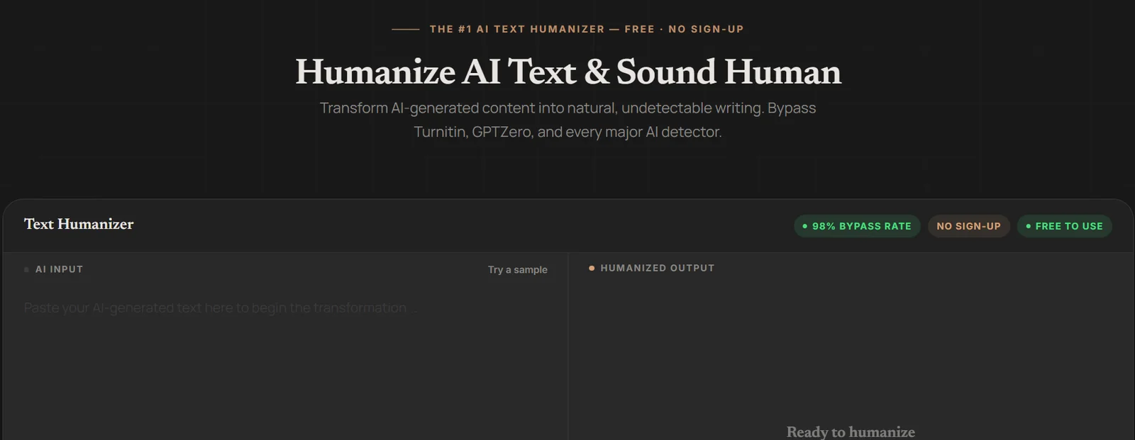 TextHumanizer.com AI humanizer interface