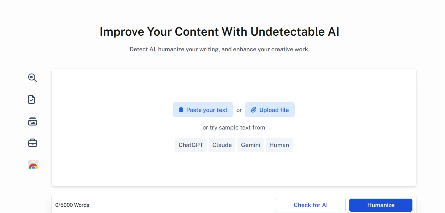 Undetectable AI humanizer interface