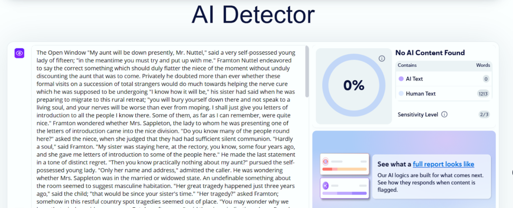 Creative Writing: Human (copyleaks)