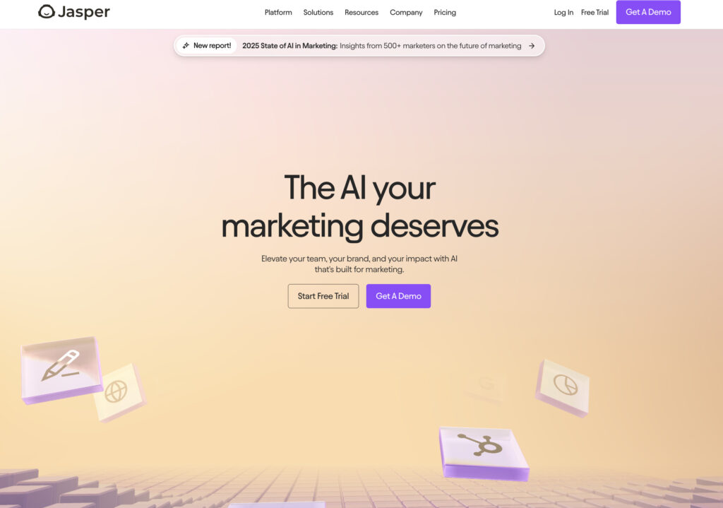 Jasper AI website homepage