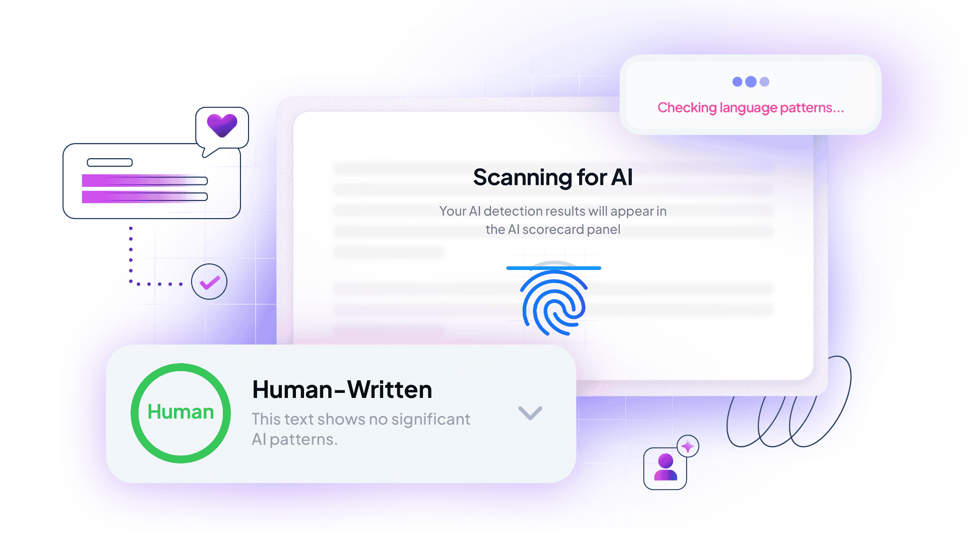 Walter Writes AI scanning interface showing a text being verified as “Human-Written” with no AI patterns detected, confirming undetectable plagiarism-free writing.