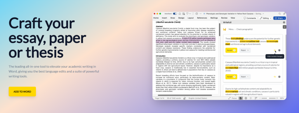 Writefull AI homepage