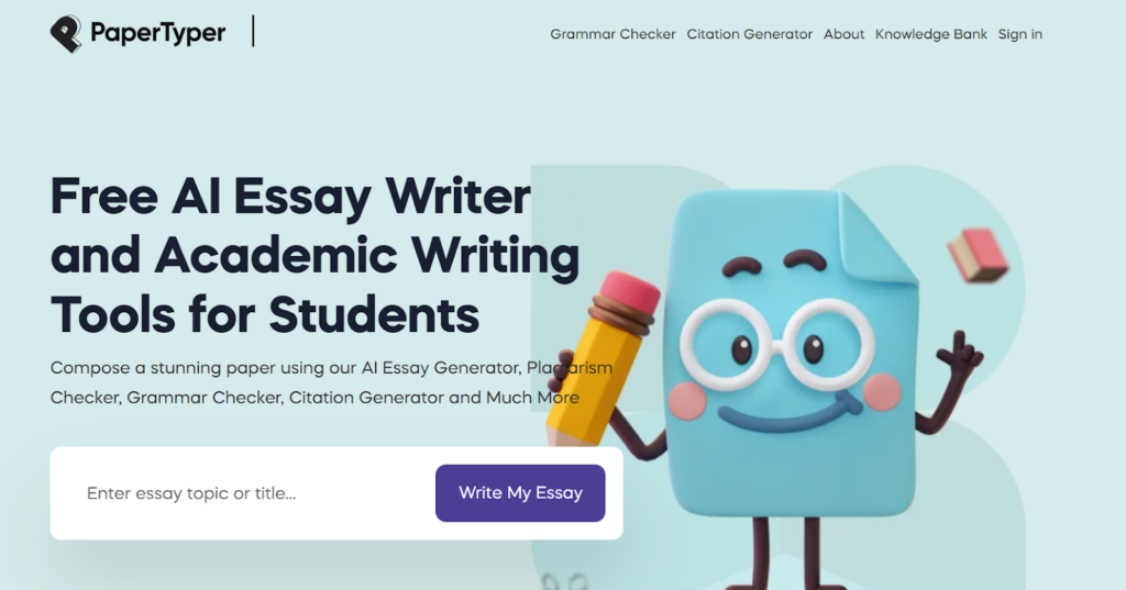 PaperTyper Review - Homepage