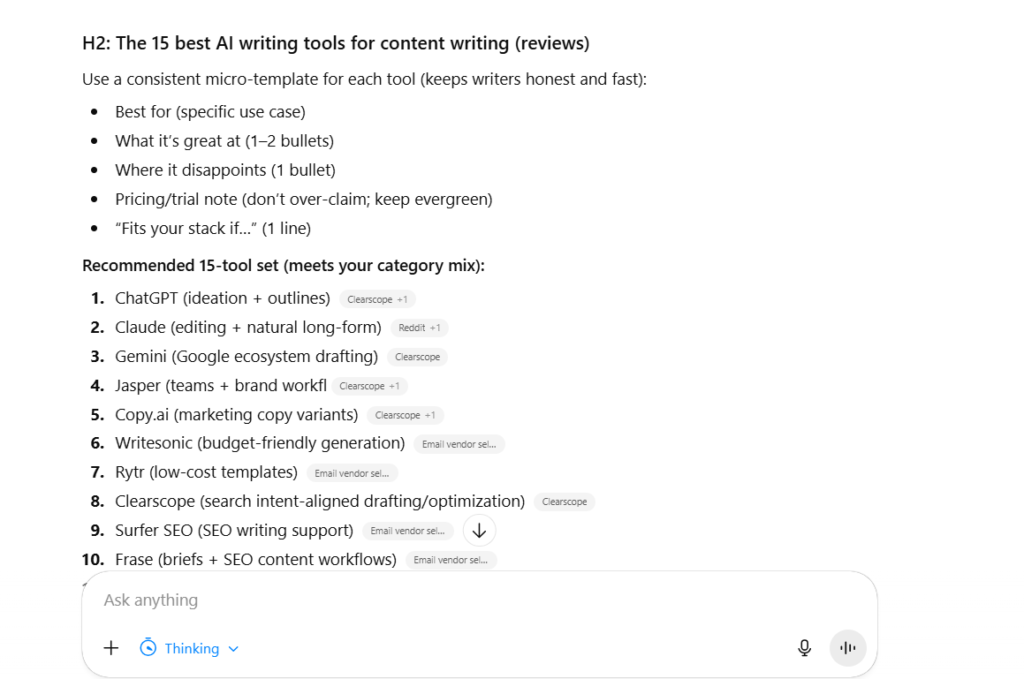 ChatChatGPT window ideating article topic