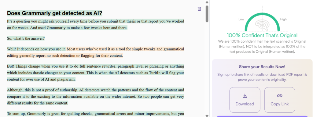 Originality.ai Results: Mixed Text