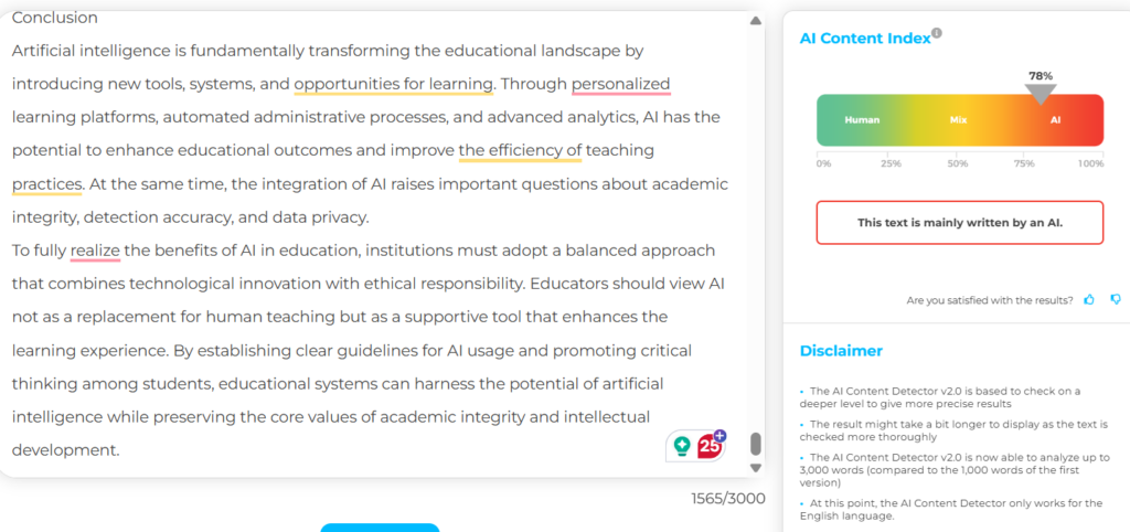 ChatGPTZero Results: Academic Essay (AI)