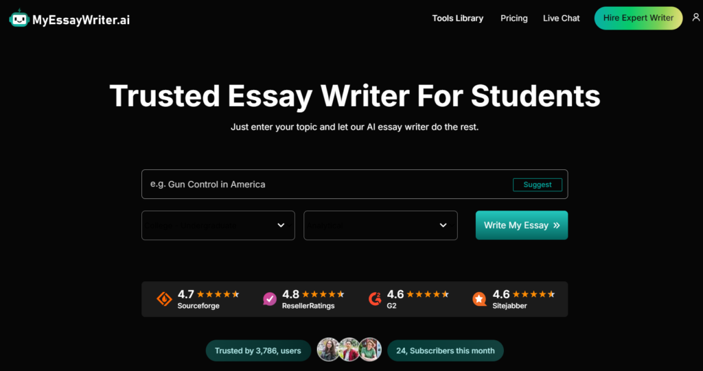 My essay writer review: the homepage