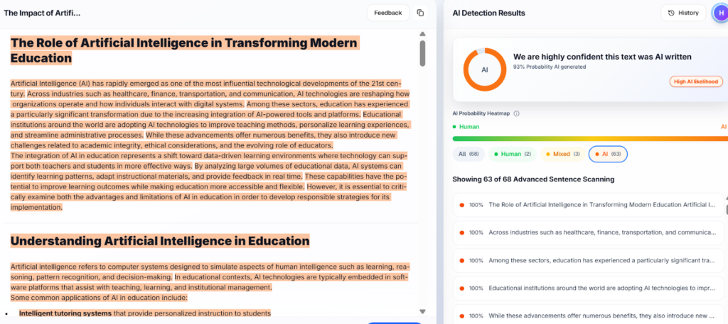 Proofademic Results: Academic Essay (AI)
