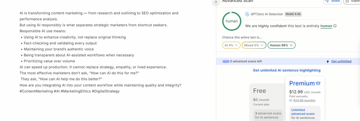 And GPTZero scored it 4%: