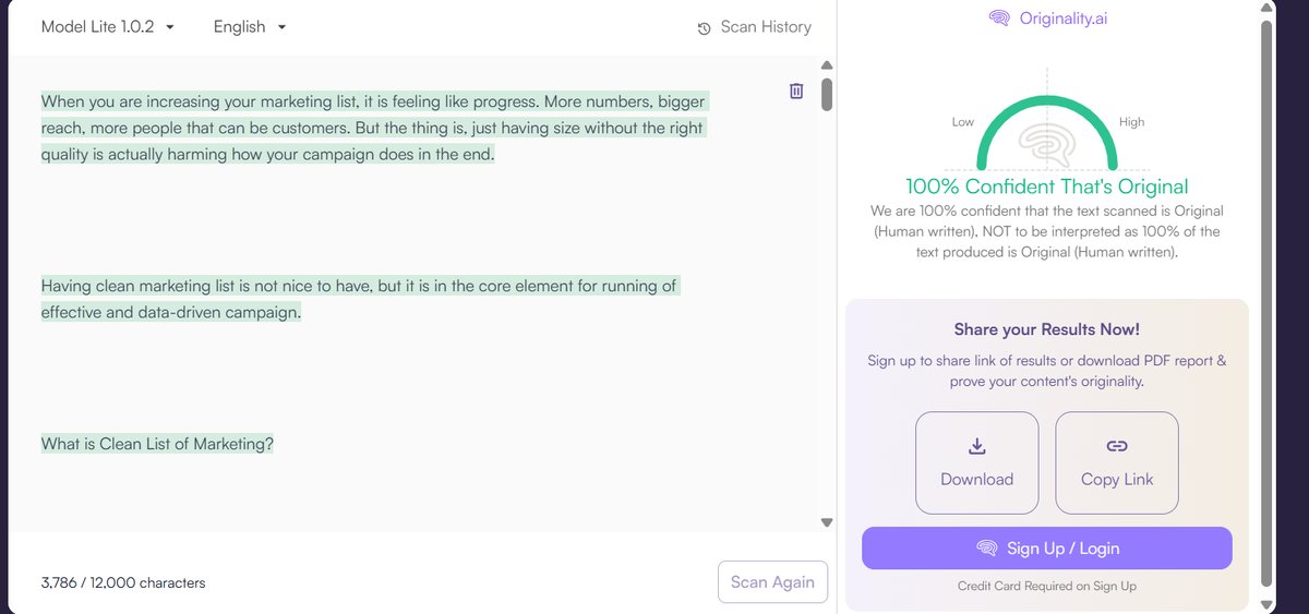 Blog Post: Originality.ai Detection Results