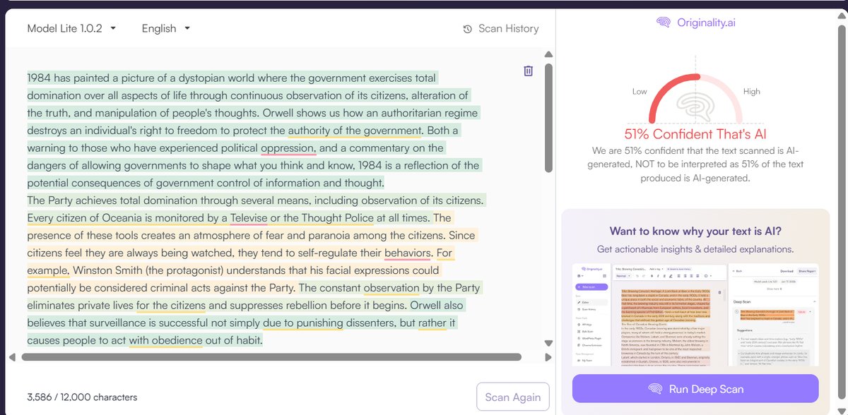 Academic Essay: Originality.ai Detection Results