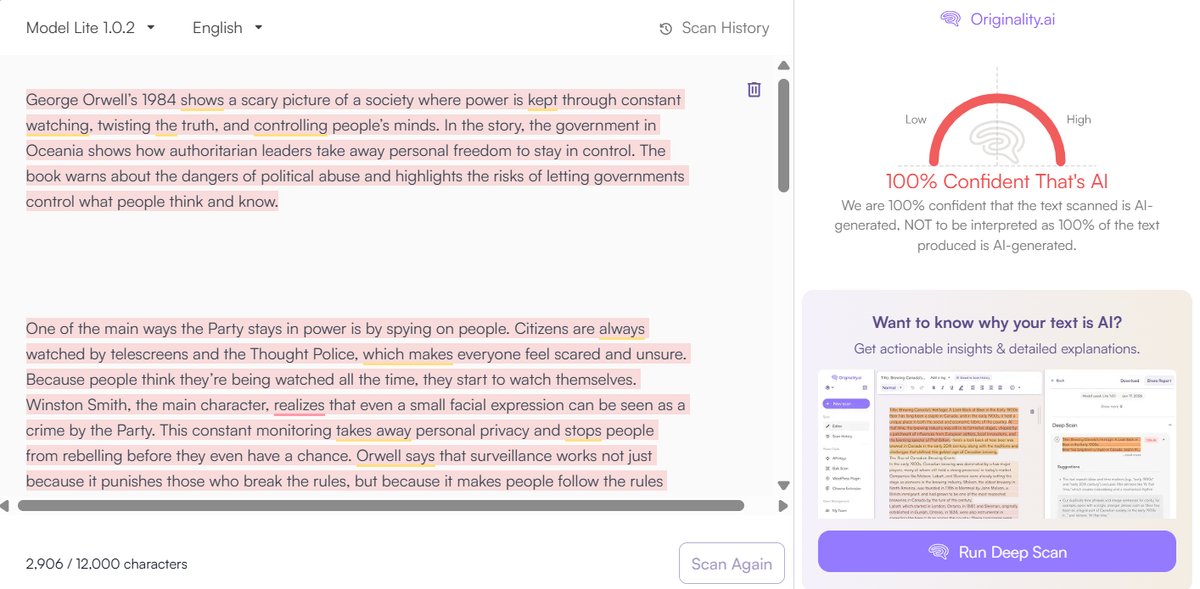 Academic Essay: Originality.ai Detection Results