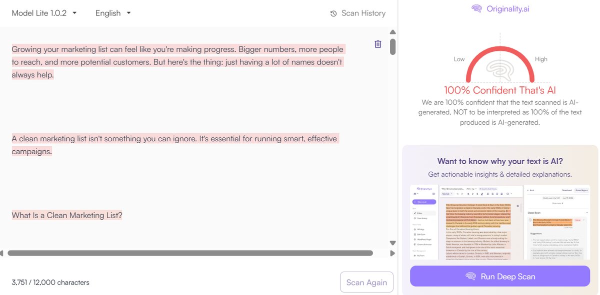 Blog Post: Originality.ai Detection Results