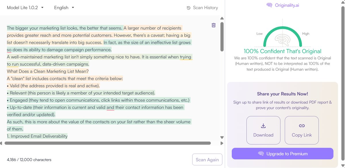 Blog Post: Originality.ai Detection Results