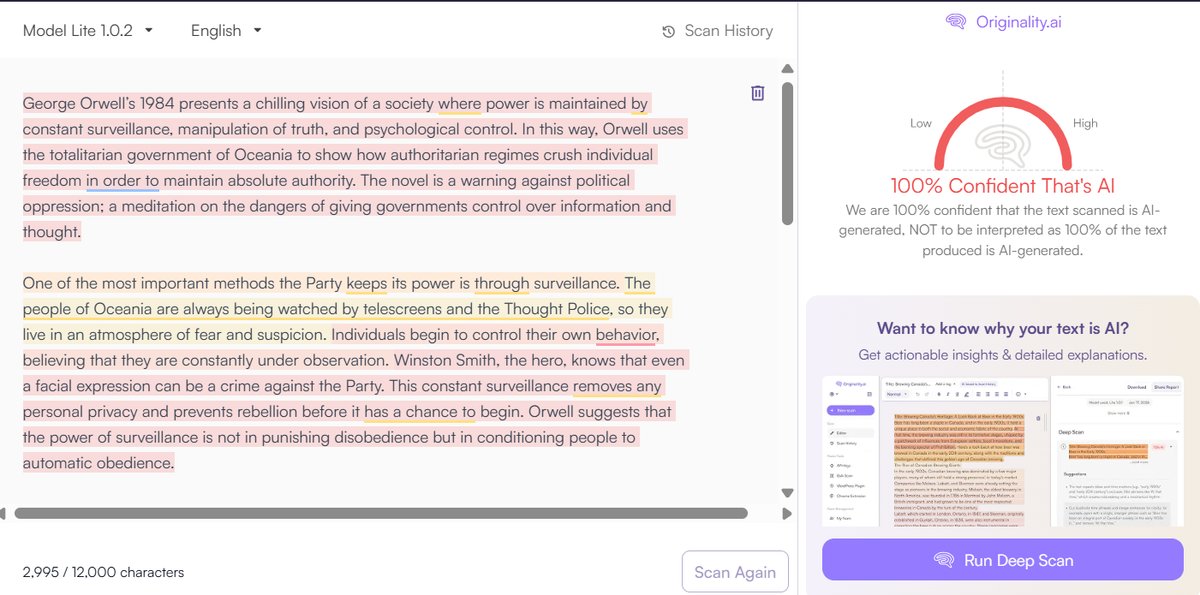 Academic Essay: Originality.ai Detection Results