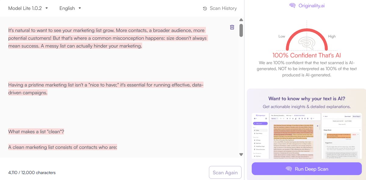 Blog Post: Originality.ai Detection Results