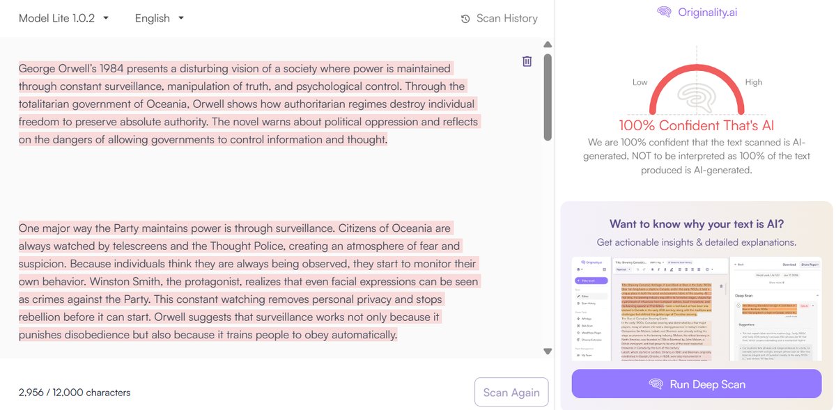 Academic Essay: Originality.ai Detection Results