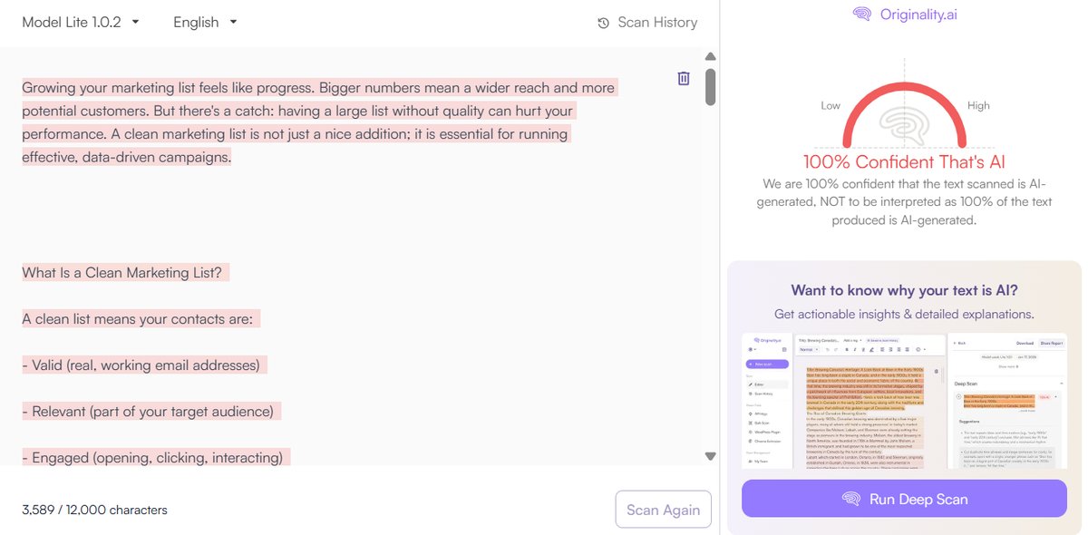 Blog Post: Originality.ai Detection Results