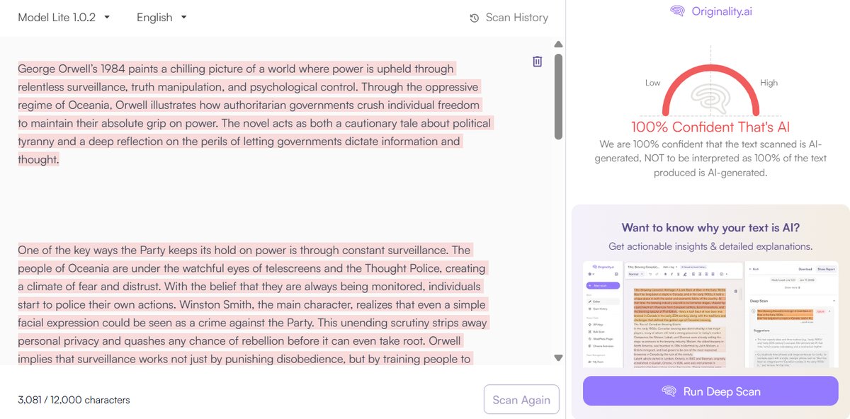 Academic Essay: Originality.ai Detection Results