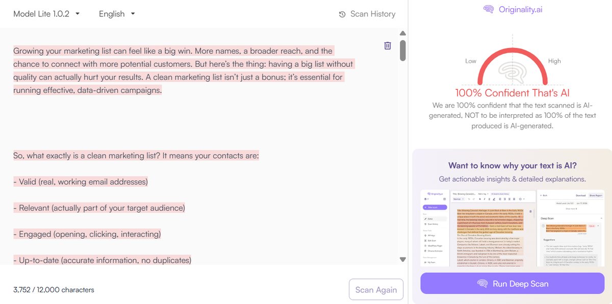 Blog Post: Originality.ai Detection Results