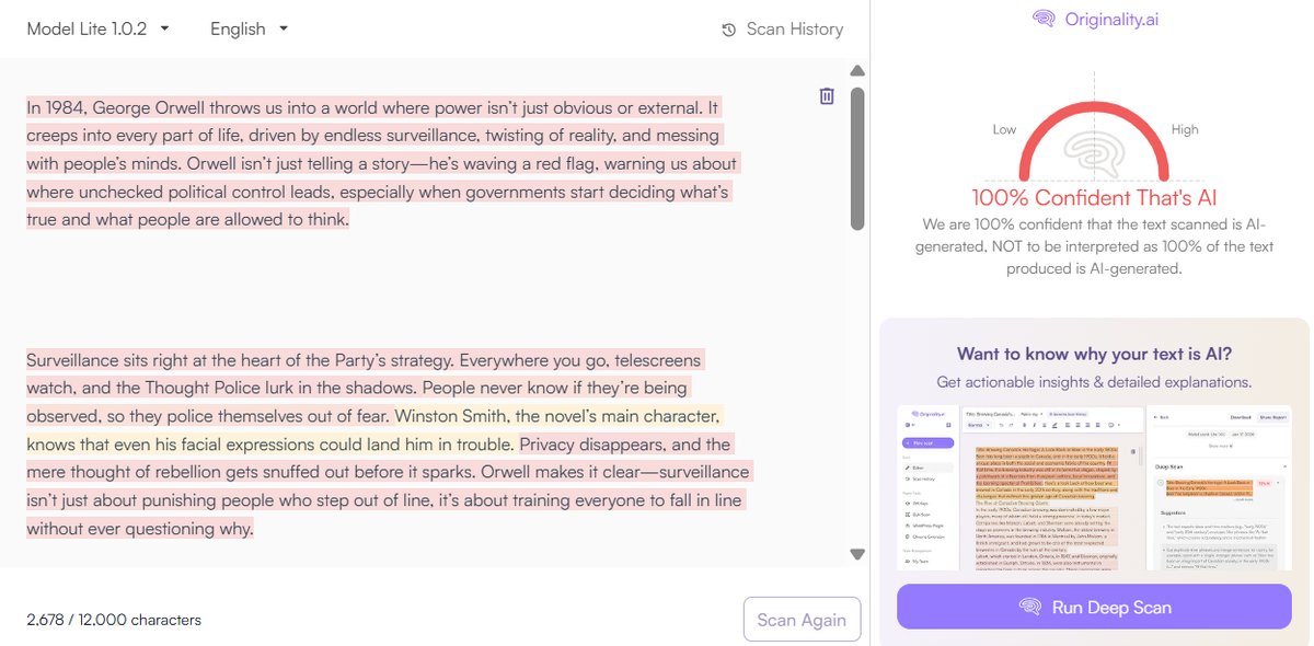 Academic Essay: Originality.ai Detection Results