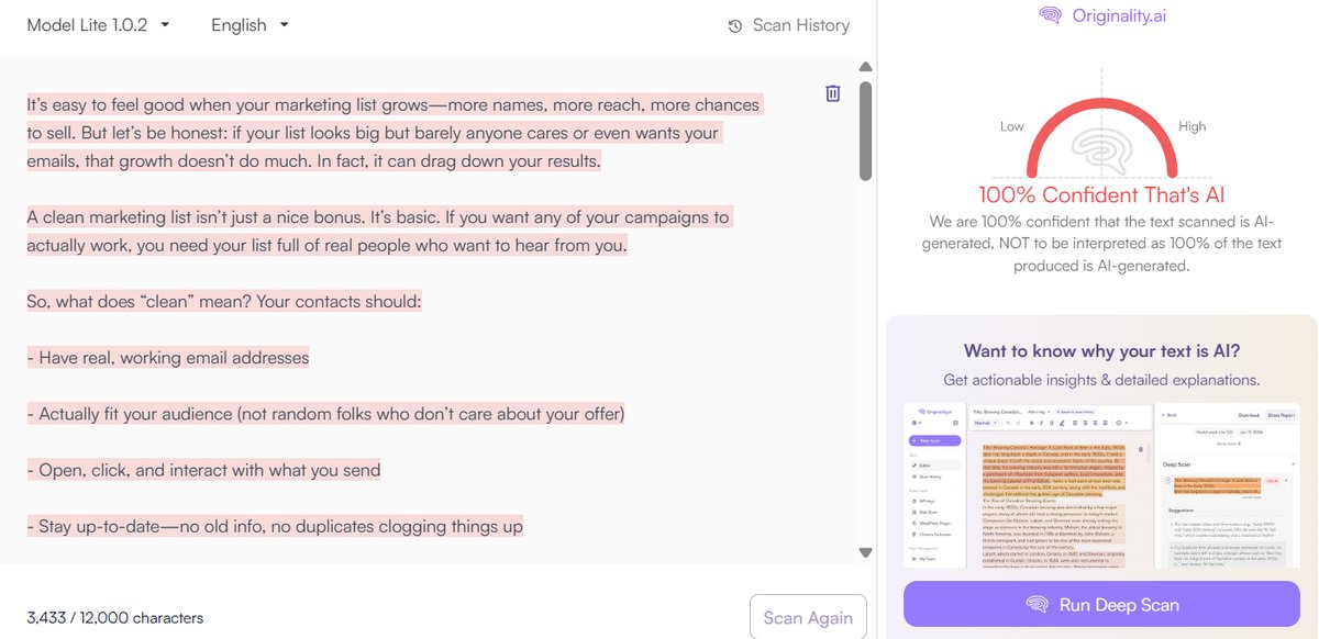 Blog Post: Originality.ai Detection Results