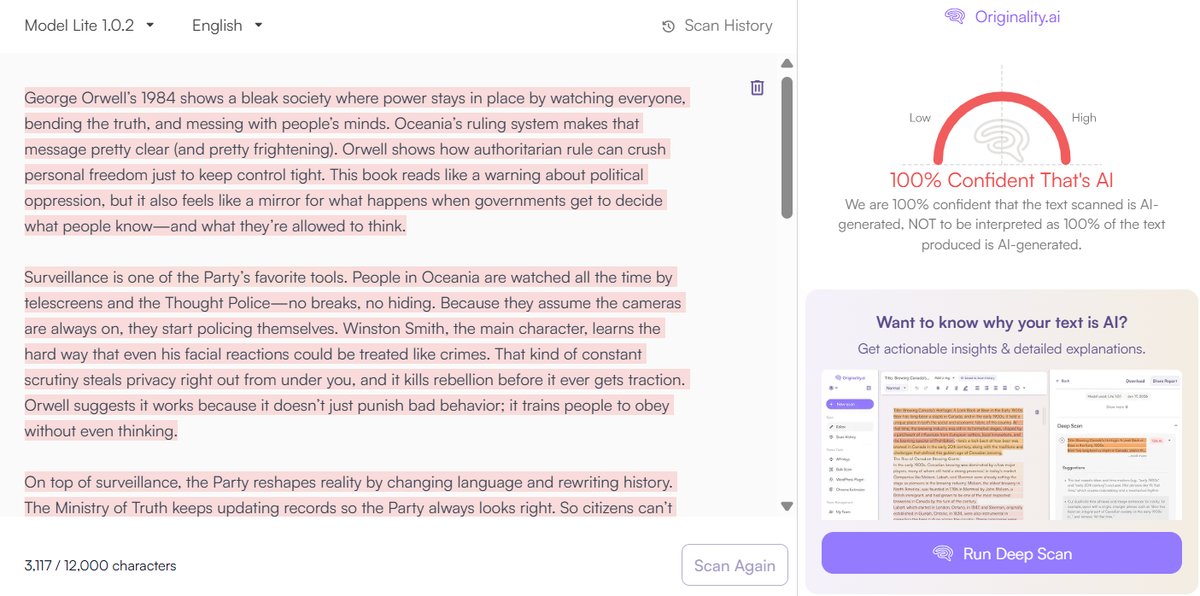 Academic Essay: Originality.ai Detection Results