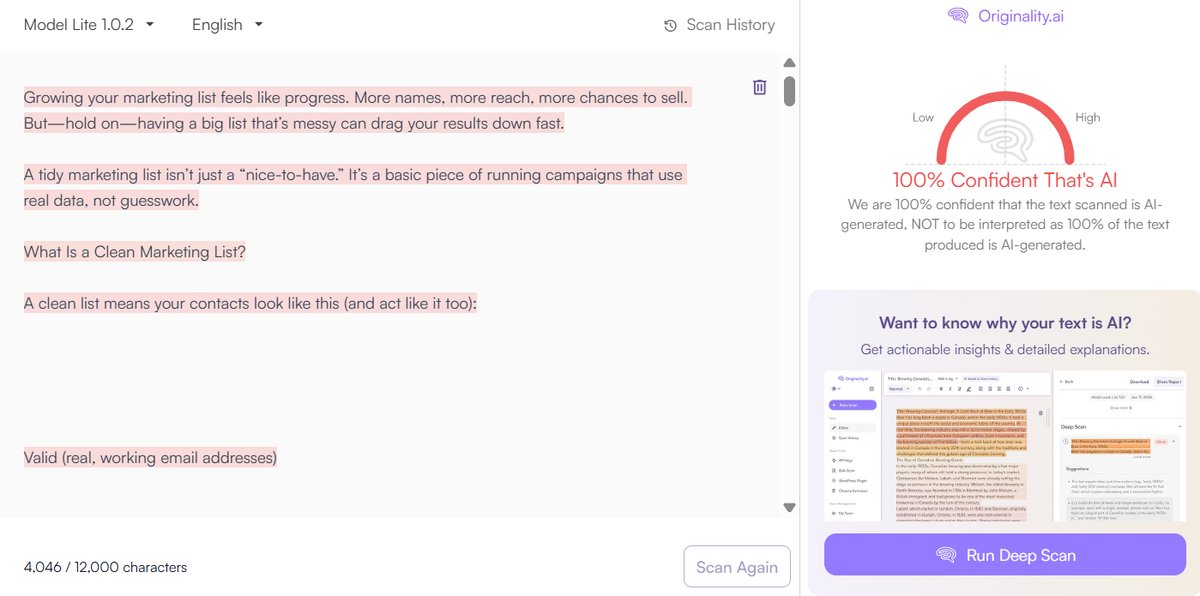 Blog Post: Originality.ai Detection Results