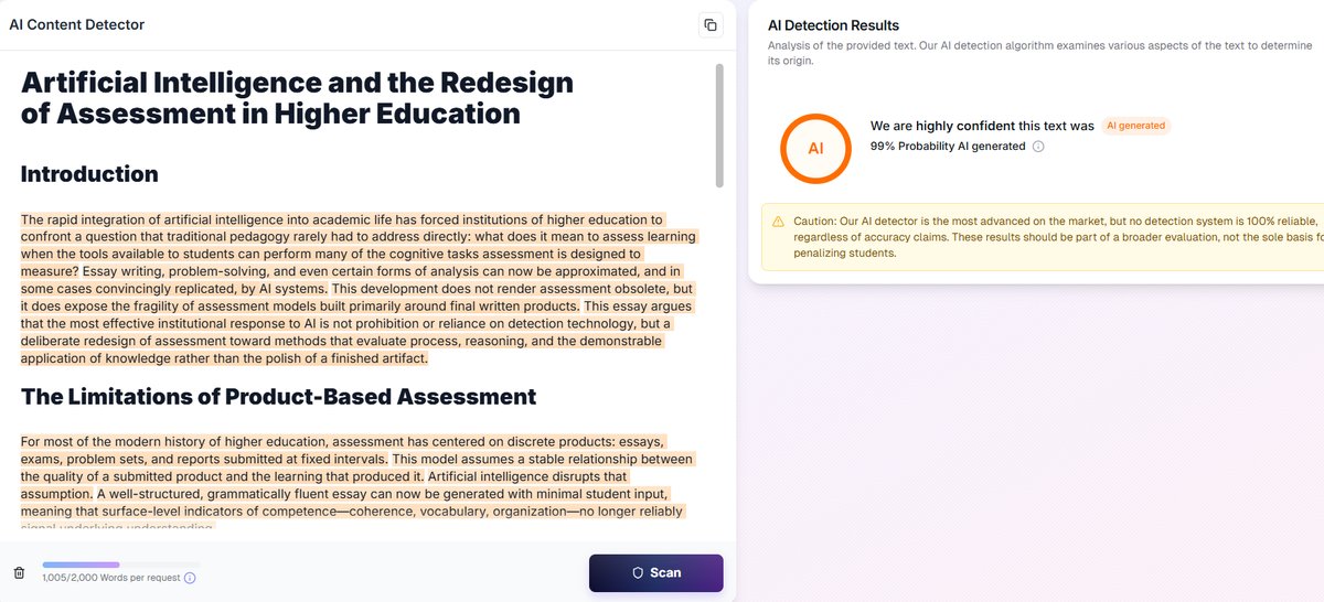Walter Writes Results: AI and Human Academic Essays