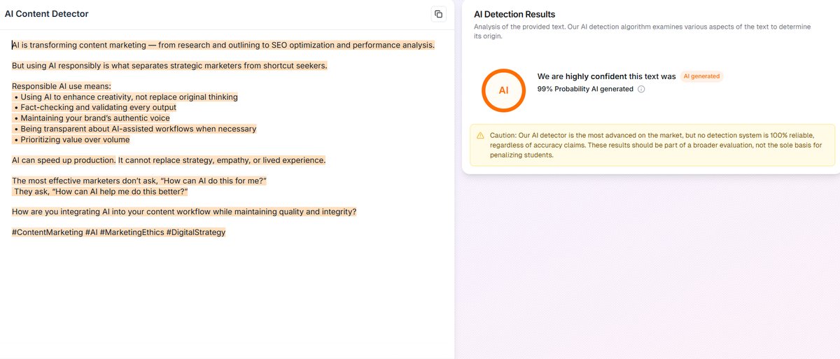 Walter Writes Results: AI and Human Social Media Post