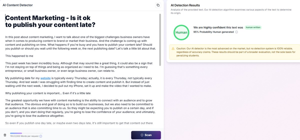 Walter Writes Results: AI and Human Social Media Post